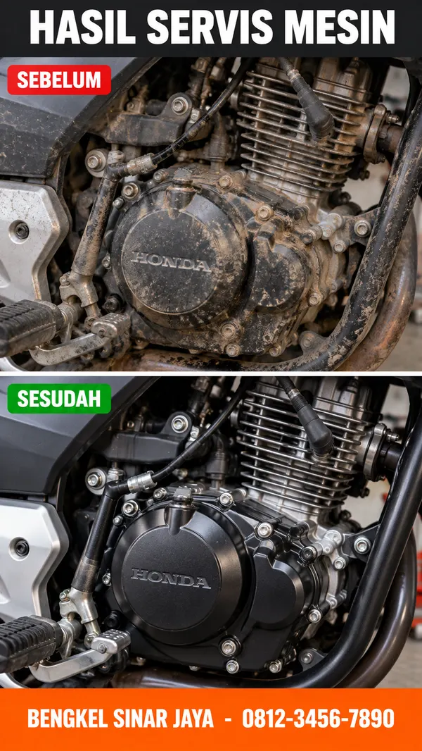 Template before after hasil servis mesin